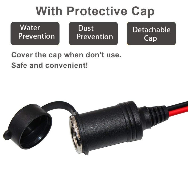 SPARKING 6FT Car Cigarette Lighter Extension Cord - Male Plug to Female Socket 16AWG Heavy Duty Cable With LED Lights for Tire Pump, Air Compressor - Image 4